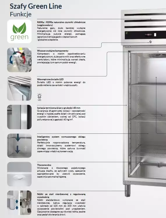 Szafa chłodnicza dwudrzwiowa 700L GN 2/1 Green Line GCPZ-702 R