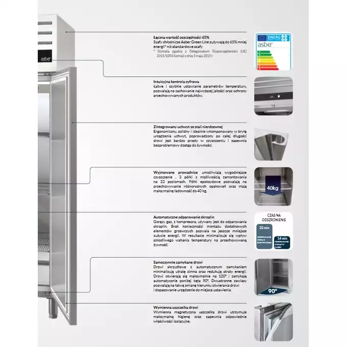 Szafa chłodnicza dwudrzwiowa 700L GN 2/1 Green Line GCPZ-702 R
