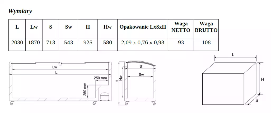 アルシエラ Zamrażarka sklepowa przeszklona 635l Byfal ARO-706/2