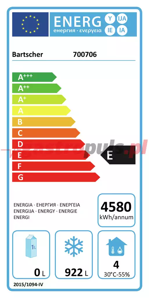 Szafa mroźnicza 1400L 2/1GN Bartscher 700706
