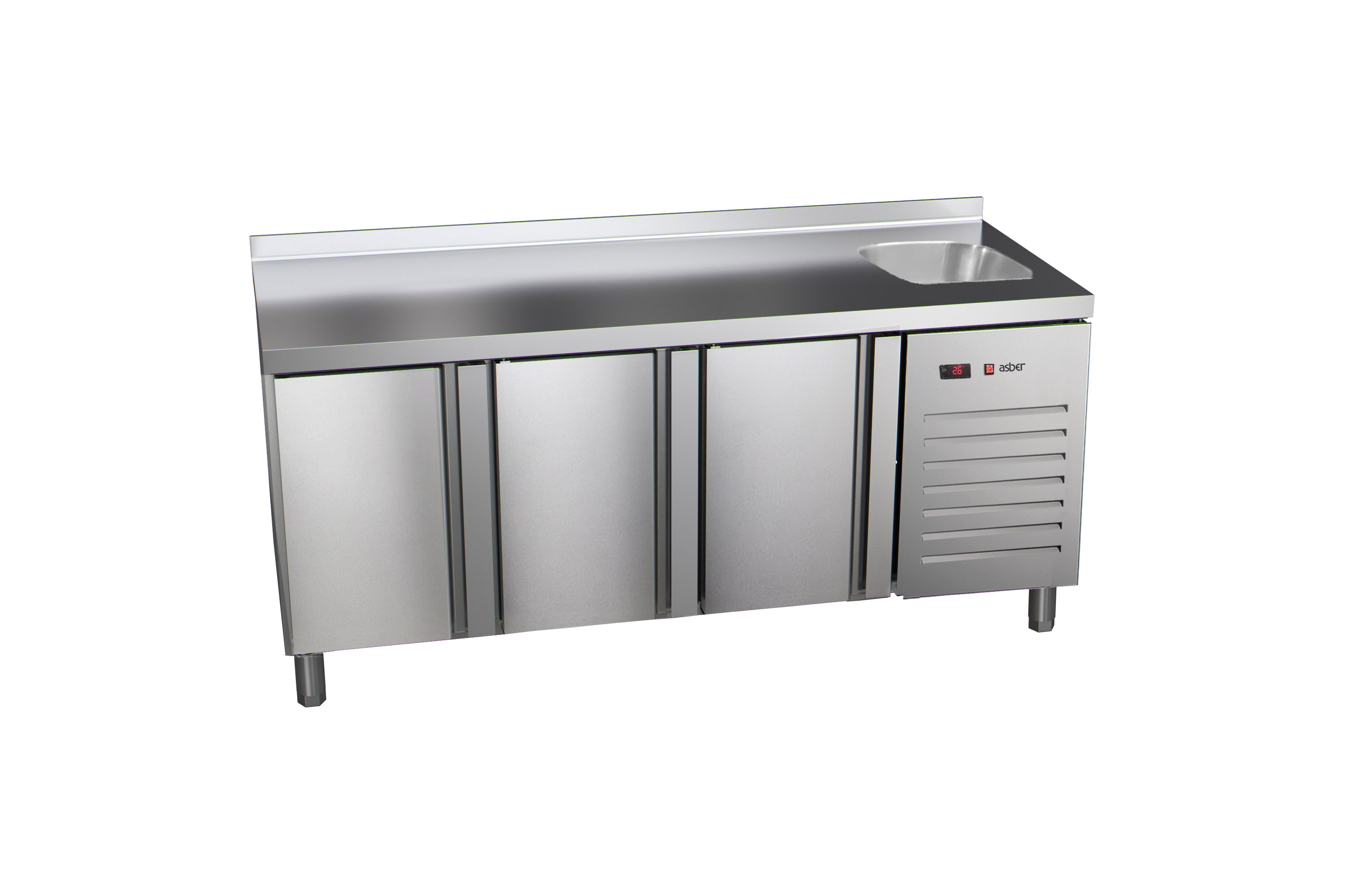 Stół chłodniczy 3-drzwiowy ze zlewem 700 mm GN 1/1 Essenzial Line ETP-7 ...